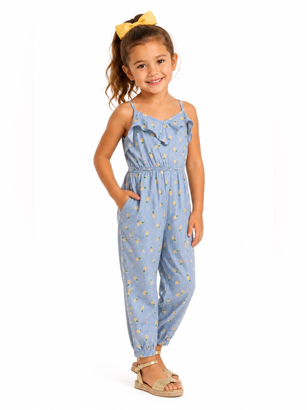 Pineapple Print Ruffle Jumpsuit